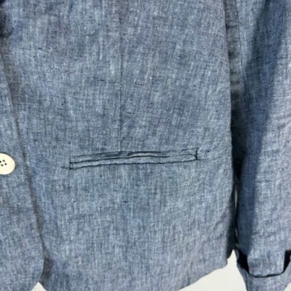 Anthropologie Cartonnier Blue Linen Blend Two Button Blazer Sz 6 - Picture 4 of 9